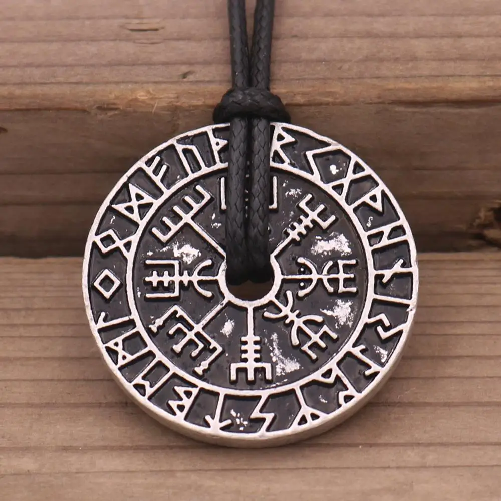 Viking Iceland Vegvisir Helmet Rune Circle Necklace magic men's Amulet Pendant Nordic Viking Rune Valknut Wicca Jewelry wholesal