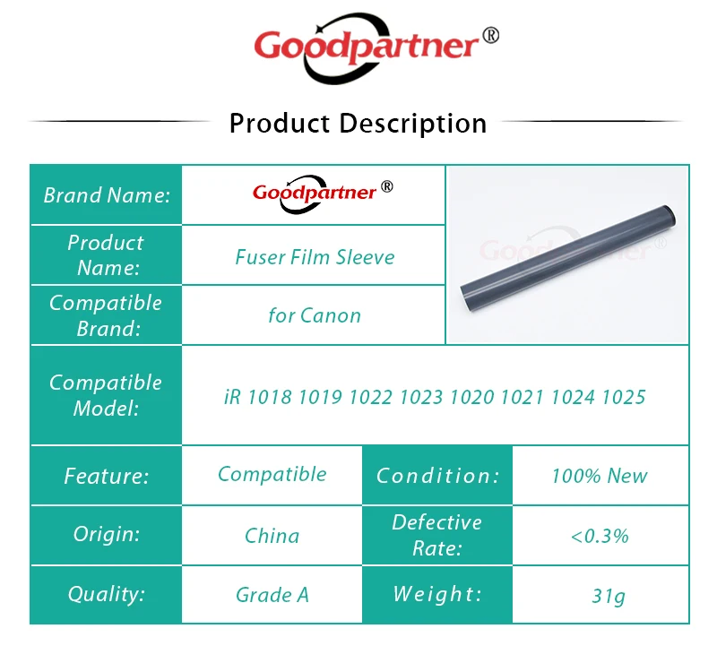 10X FM2-9046-000 Manicotto della pellicola del fonditore per Canon iR 1018 1019 1022 1023 1020 1021 1024 1025 MF 6530 6531 6540 6550 6560 6570 6580