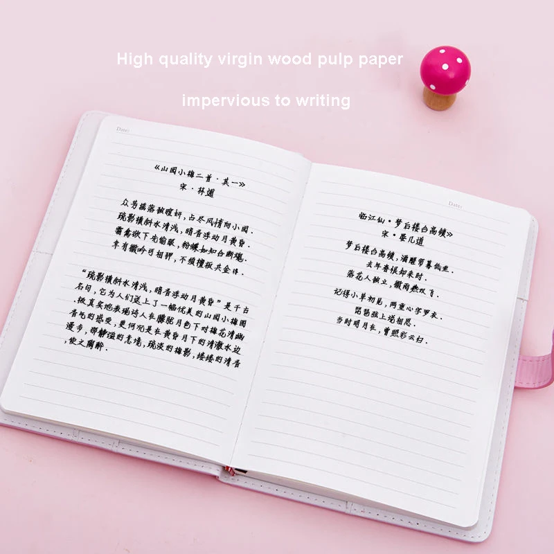 Couple A5 Diary with Heart Lock PU Leather Notebook School Supplies Lockable Password Writing Pads Girl Women Gift