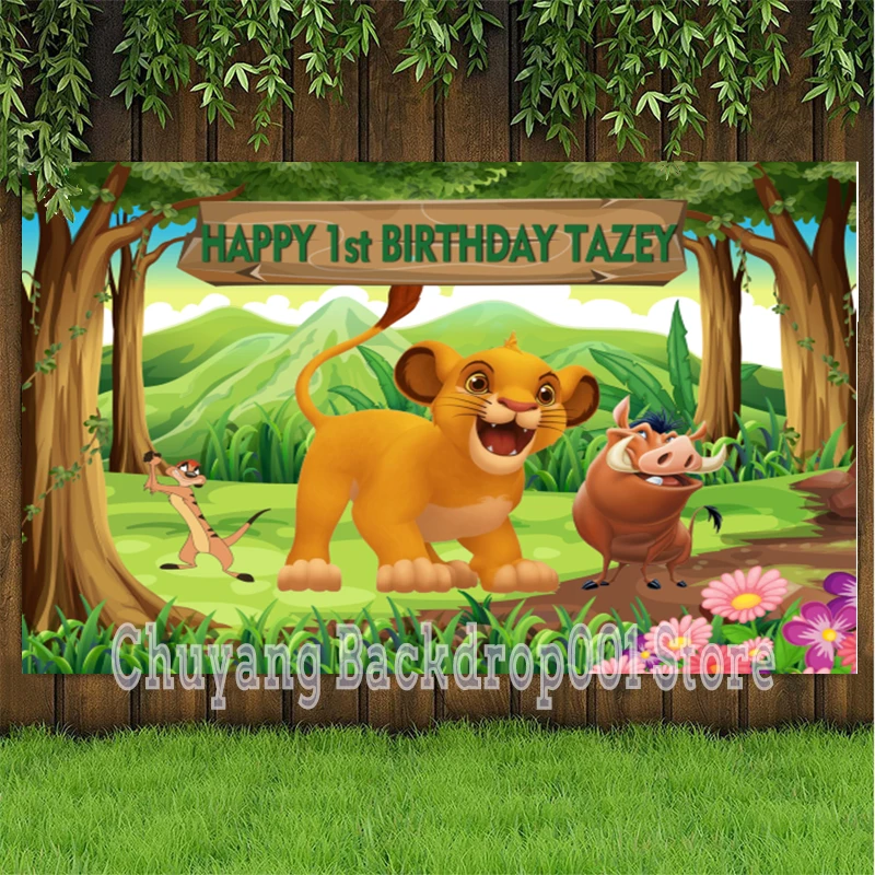 Disney Jungle Forest Lion King Cartoon Kids Birthday Party Backdrops Custom Newborn 1st Year Baby Shower Backgrounds