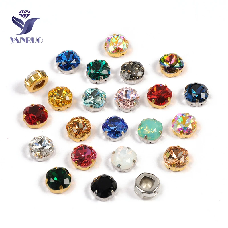 YANRUO 4470 Cushion Cut Sewn Stones DIY Handicraft Pointed Back Strass Crystal Rhinestones For Dresses Decoration