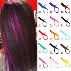 Buqi extensões de cabelo de cor falsa, prendedor liso e colorido de cabelo com fios de arco-íris sintéticos rosa laranja branco roxo