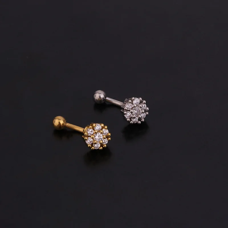 New Curved Zircon Eyebrow Crystal CZ Cochlear Nail Stainless Steel Creative Fashion Ear Ring Piercing Wholesale Body Jewelery