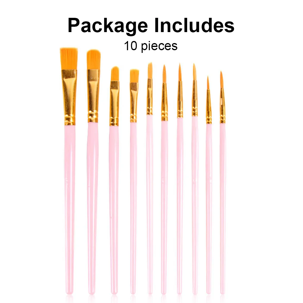 10 Pc Paint Brushes Watercolor Brush Set Art Glass Paintbrushes Black Handle Watercolor Acrylic Oil Brush Painting Art Supplies