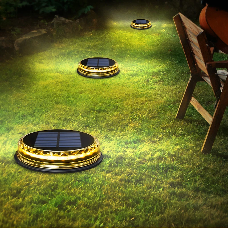 Solar Powered Disk Lights 17LED Solar Pathway Lights Outdoor Waterproof Garden Landscape Lighting for Yard Deck Patio