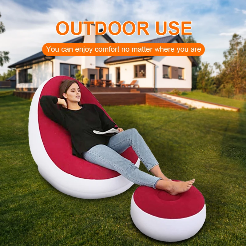 Bean Bag Lazy Chair Sofa Lounger Inflatable Folding Recliner Indoor Outdoor Camping