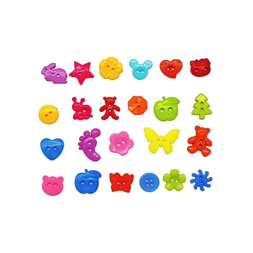 22Style 50PCS Mix Shape Lots Colors DIY Scrapbooking Cartoon Buttons Plastic Buttons Children's Garment Sewing Notions