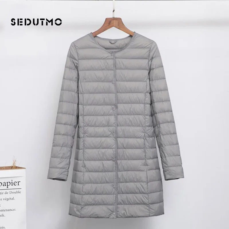 SEDUTMO Winter Women Duck Down Jackets Long Ultra Light Coat Casual Puffer Jacket Slim Black Autumn Parkas ED875