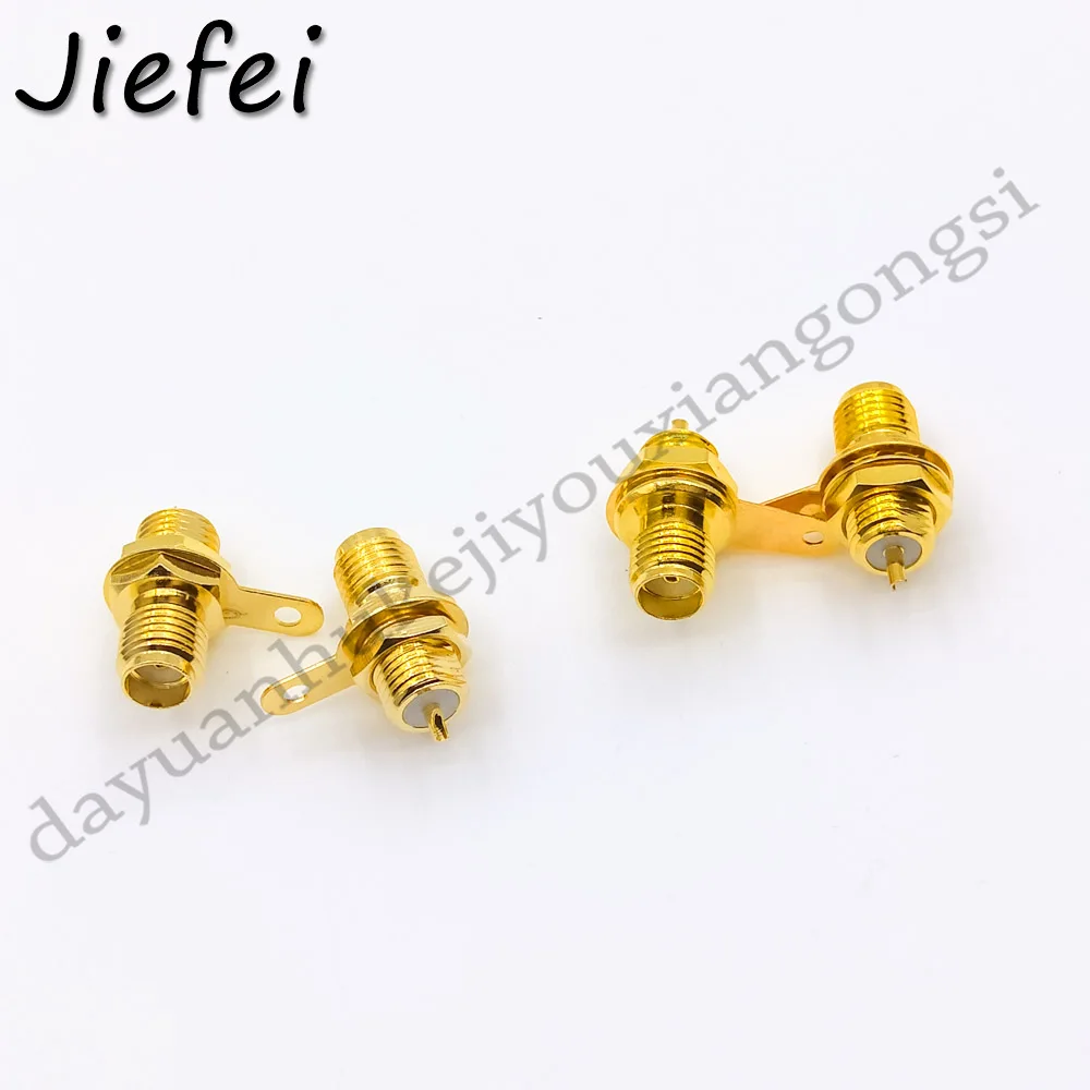 Imagem -05 - Banhado a Ouro rf Adaptador Conector Sma Feminino Panel Mount com Bulkhead Handle Solda Novo 100 Pcs