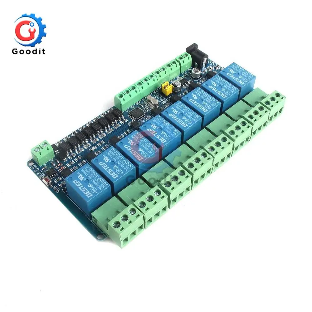 1PCS Modbus rtu 8 Channel Relay Module 485 TTL Communication 8-channel Input Relay Module Relay Output Board Module