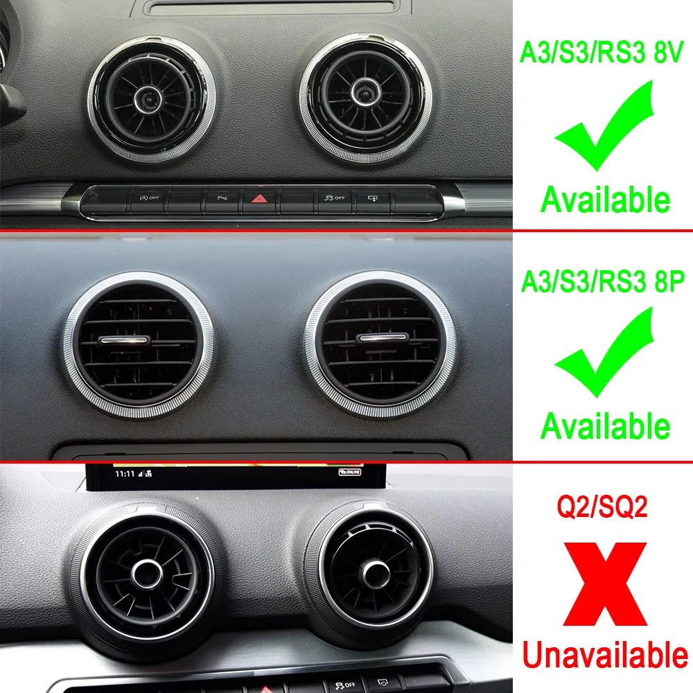 Supporto per telefono da auto per Audi A3/S3/RS3 8P 8V Sline Sportback Air Vent supporto magnetico supporto GPS staffa Mobile girevole a 360 gradi