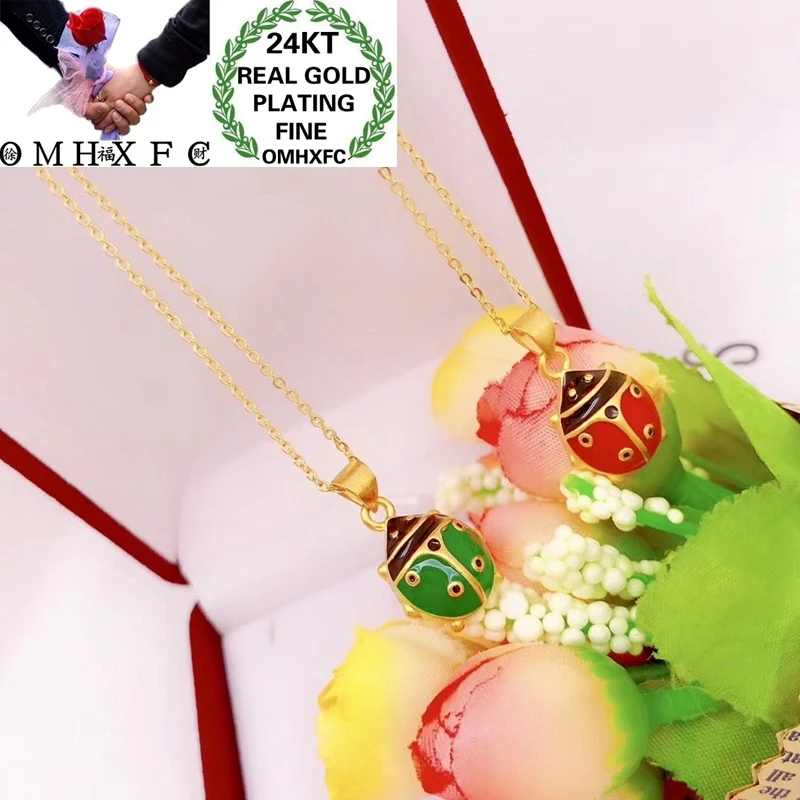 OMHXFC Jewelry Wholesale YM232 European Fashion Fine Woman Man Party Birthday Wedding Gift Cute Scarab 24KT Gold Pendant Charm