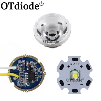 5050 XMLL LED T6 10 W weißes Licht mit 20 mm Sternplatine + 3,7 V 5 Modi LED-Treiber + T6 10-Grad-LED-Linse mit Basishalter-Kit