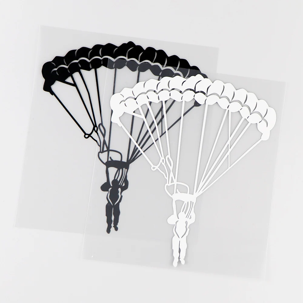 YJZT 13.7X15.9CM Parachute Paraglider Extreme Sport Decoration Vinyl Decals Car Stickers Black / Silver 10A-0074