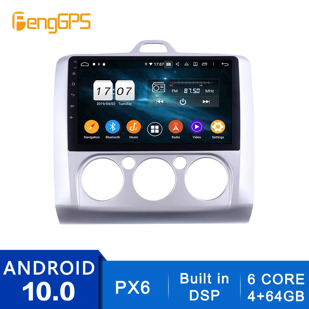 Android 10.0 DVD Player For Ford Focus 2004-2011 Touchscreen Manual AC Multimedia GPS Navigation Headunit Radio Carplay PX6 DSP