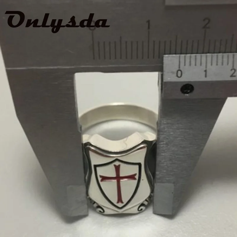 Onlysda Knights Templar Ring from Stainless Steel with Red Cross Ring For Man Punk Rock Jewelry Freeshipping Party Gift OSR750