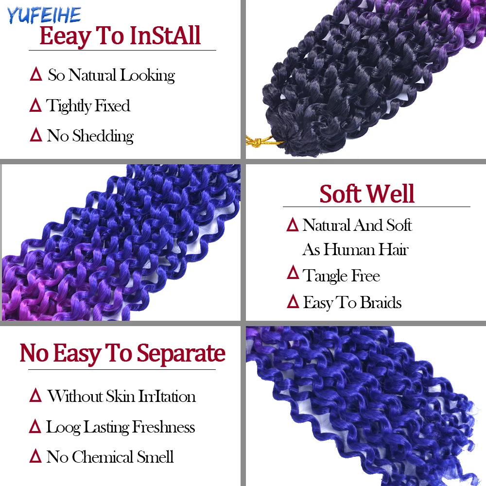 18 pollici passione Twist capelli capelli sintetici uncinetto onda d\'acqua estensioni dei capelli Ombre intrecciare i capelli per le donne blu viola