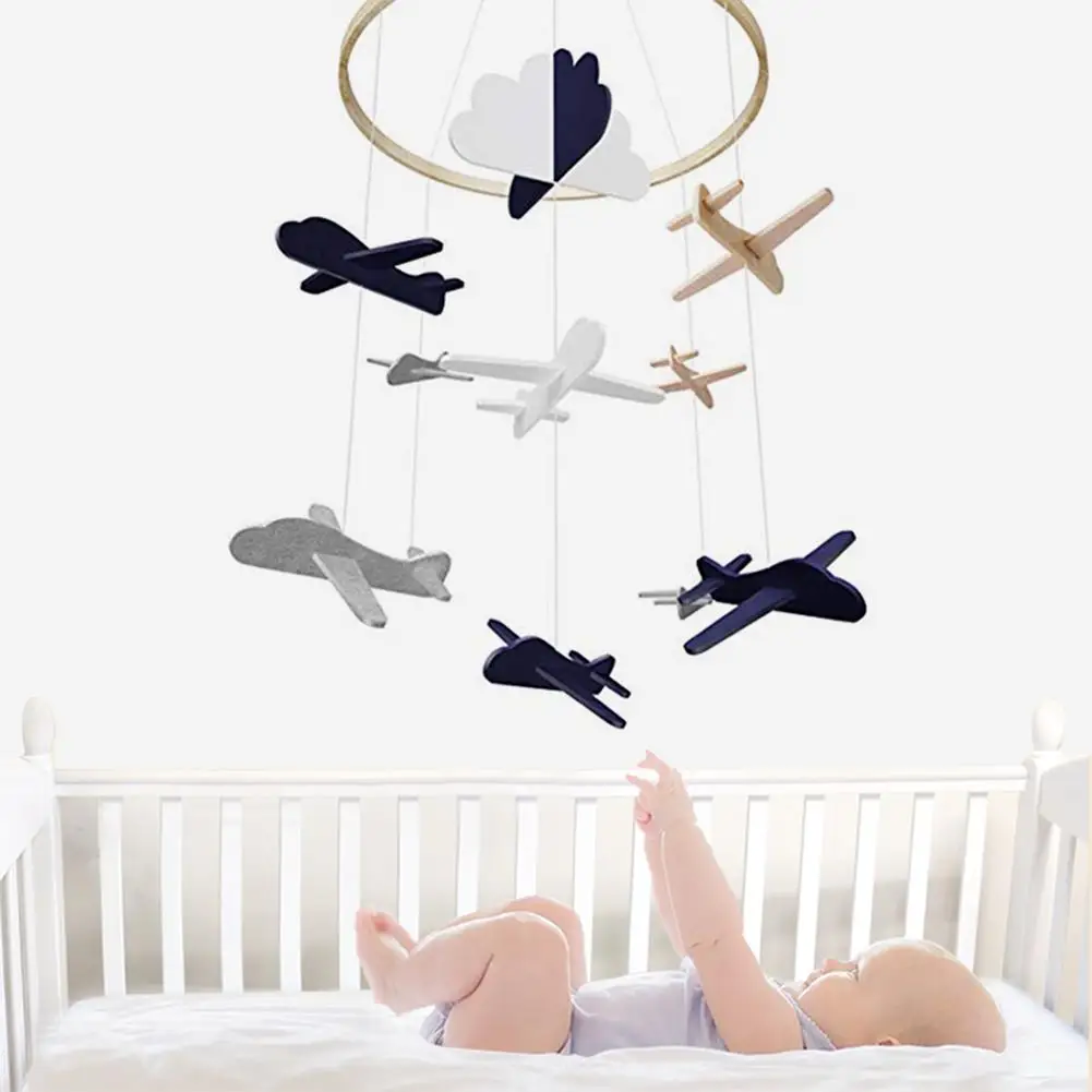 Cuna de bebé móvil, avión, nubes, pájaros, colgante de techo, decoración de guardería, cama de bebé, carillón de viento móvil, sonajero, juguete de regalo