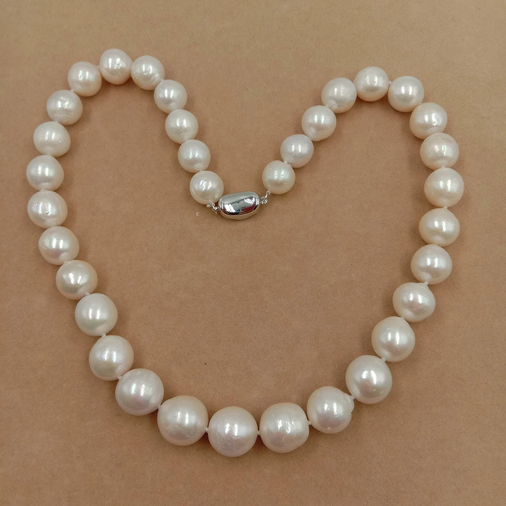 100% NATURE FRESHWATER BIG round PEARL chocker NECKLACE-40-59 cm,good quality 10-13 mm nature nice color pearl,nice CLASP