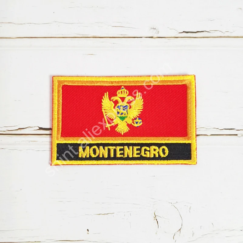 Montenegro National Flag Embroidery Patches Badge Shield And Square Shape Pin One Set On The Cloth Armband   Backpack Decoration