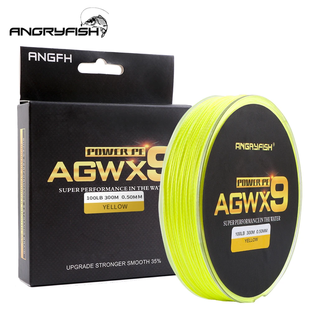 Angryfish 9 strands 300m/327YD Super PE Braided Fishing Line Strong Strength Line Thread Wear resistant