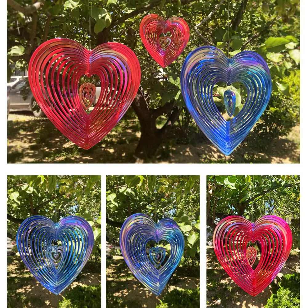 

Beating Heart Wind Spinner Plastic Wind Catcher Love Wind Chime Rotating Wind Chime Hang Garden Decoration Ornament Bird Scarer