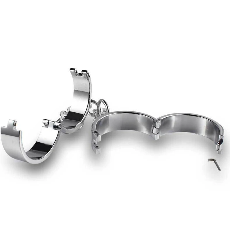 1 Pair Stainless Steel Handcuffs Metal Anklet Foot Cuffs Erotic SM Bondage Adult Game Couple Slave Restraint Sex Toys Men Women