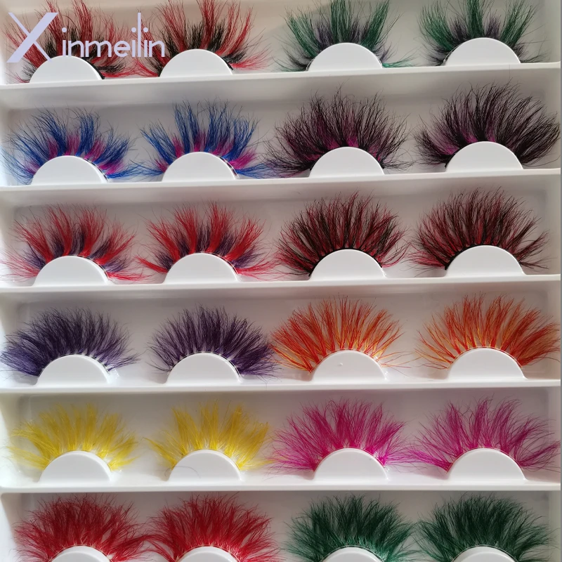 25mm mink lashes wholesale makeup beauty 3D color natural false eyelashes bulk eyelash packaging box case fake eyelash extension