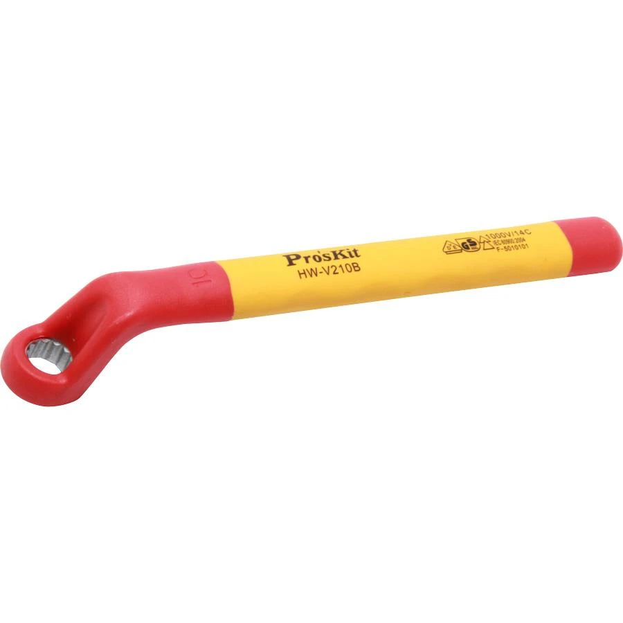 Proskit VDE 1000V insulated single-end socket wrench crank anti-skid chrome vanadium steel, forged, oil hardened (10mm-22mm)