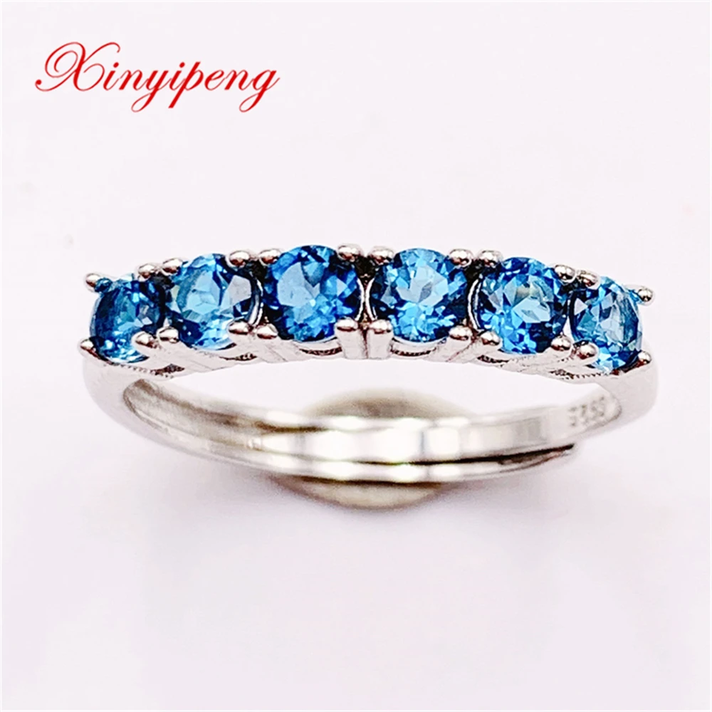 

Xin Yipeng Gemstone Jewelry Real S925 Sterling Silver Inlaid Blue Topaz Rings Fine Anniversary Gifts For Women Free Shipping