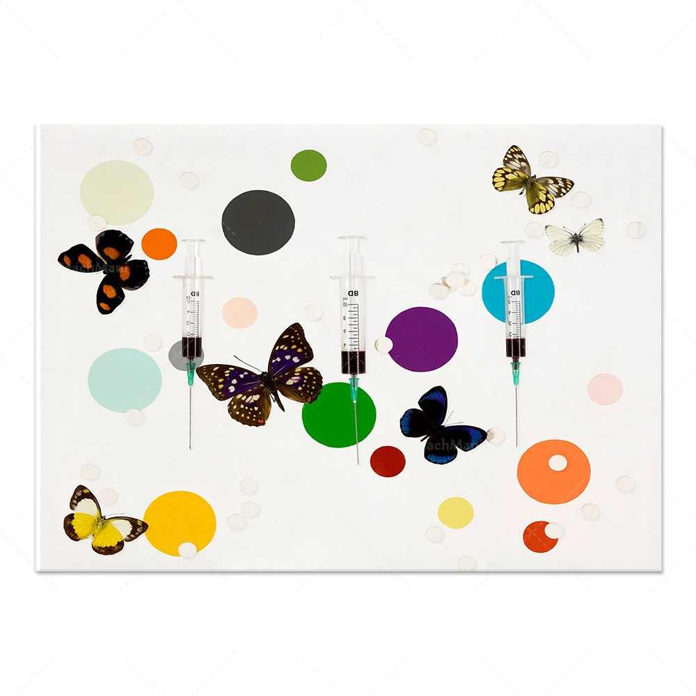 Decorative poster Damien Hirst-Bonheur, Levofloxacin, La Cure Crème, Aubergine, Peas, La Cure Poudre Pink Lollipop
