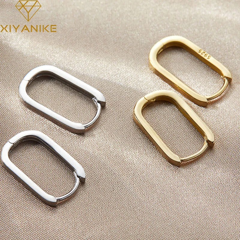 XIYANIKE Silver Color  Korean New Trendy O-Shape Square Hoop Earrings For Women Simple Charm Elegant Jewelry Accessories