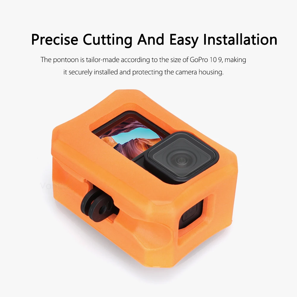 Vamson Orange EVA Floaty Protective Case Cover for GoPro Hero 13 12 11 10 9 Accessories Floating Housing for Surfing Snorkeling