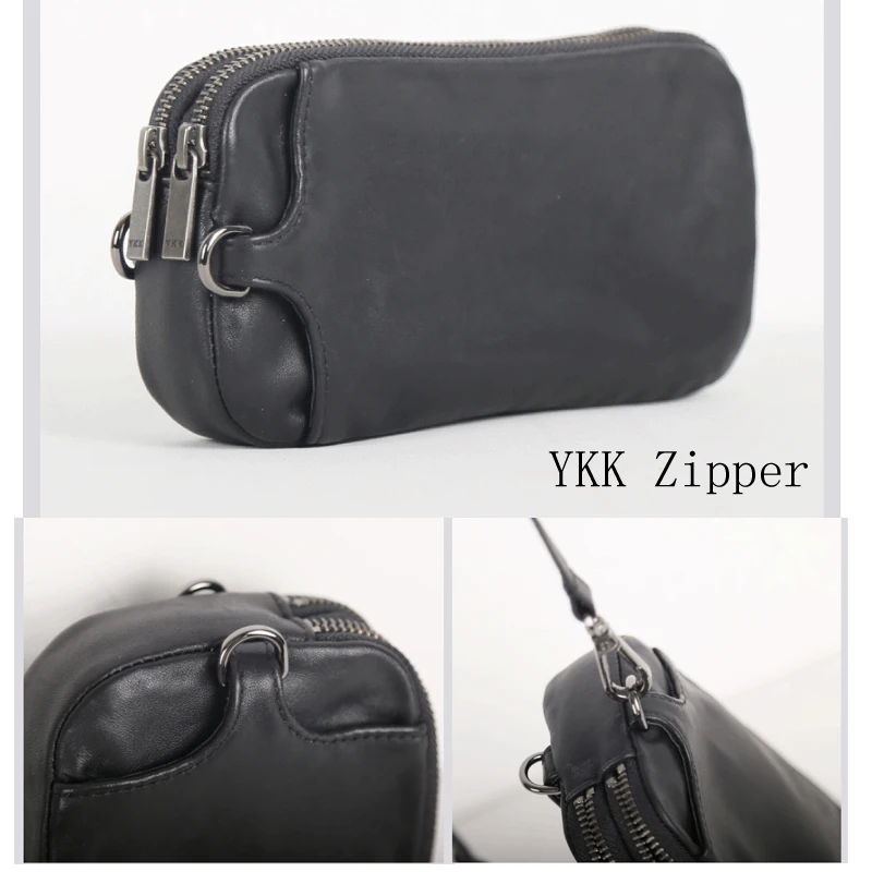 Imagem -05 - Carteira Longa de Zíper Duplo para Homens Primeira Camada de Couro de Vaca Bolsa para Celular Casual Bolsa para Jovens Bolsas Simples para Arrumar Jovens