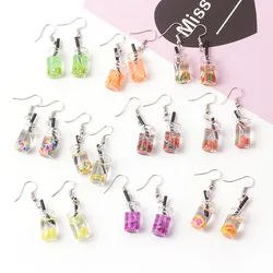 Fashionable Cute Milk Tea Fruit acrylic Earrings Sterling Women's Summer Sweet Earrings Wholesale