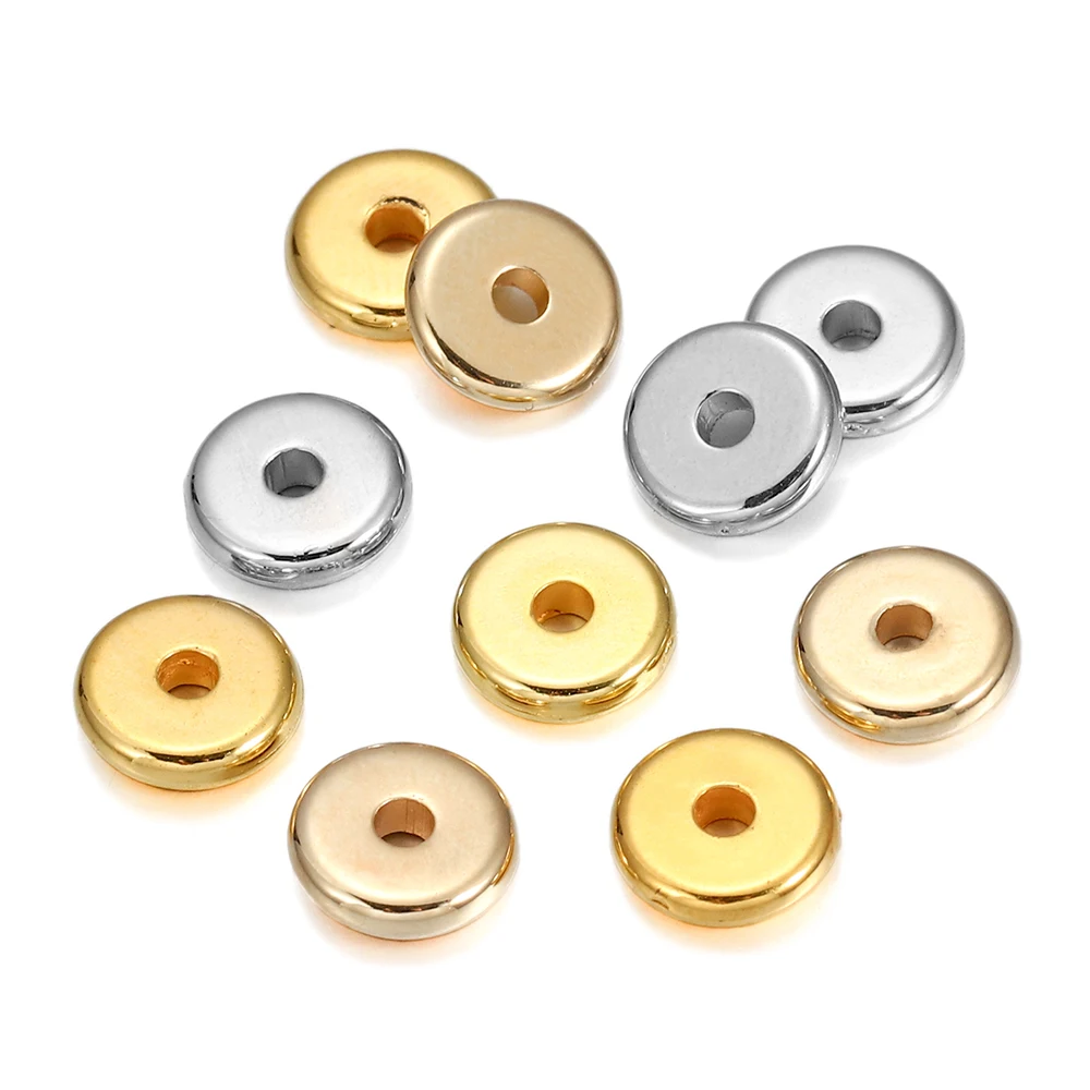 150pcs/lot Hole 2.0mm Gold Color Flat Round CCB Plastic Bead Spacer Loose Beads Handmade DIY Bracelet Jewelry Making Supplies
