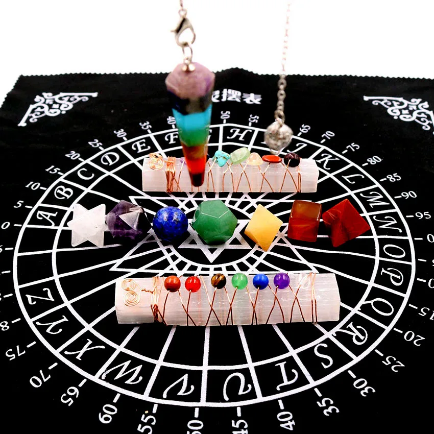 

7 Chakra Healing Crystals Sacred Geometry Platonic Solids Healing stone magic wand Chakra Stone Collection Reiki Crystal Crafts