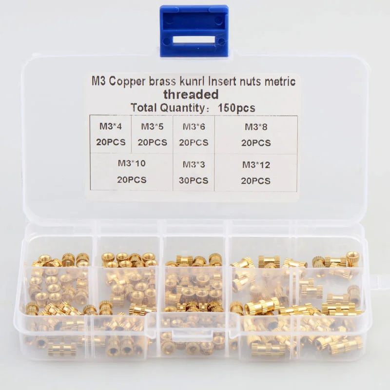 Bi-pass Weibliche Gewinde Rändelmuttern M2 M 2,5 zu M10Brass Gewinde Einsatz Runde Injection Moulding Gerändelt Muttern Sortiment kit