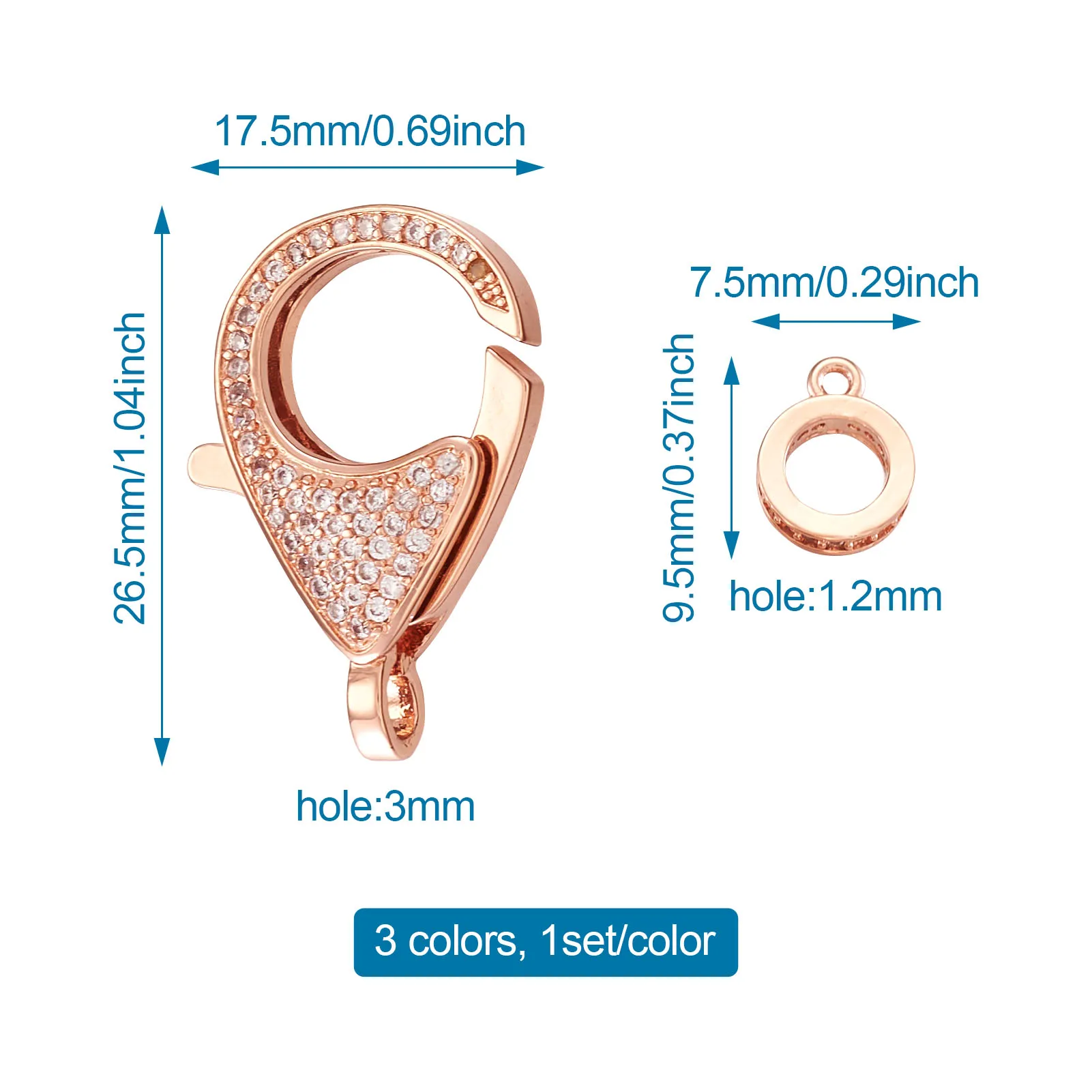 1 caixa de liga de bronze strass lagosta garra fechos com contas de fiança cabide links para diy jóias fazendo conector