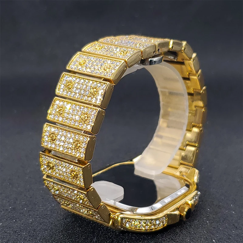 MISSFOX Gold Watch Men Fashion Luxury Design Royal Blue Dial Couple Square Watches Hip Hop High Quality Timepieces Dropshipping