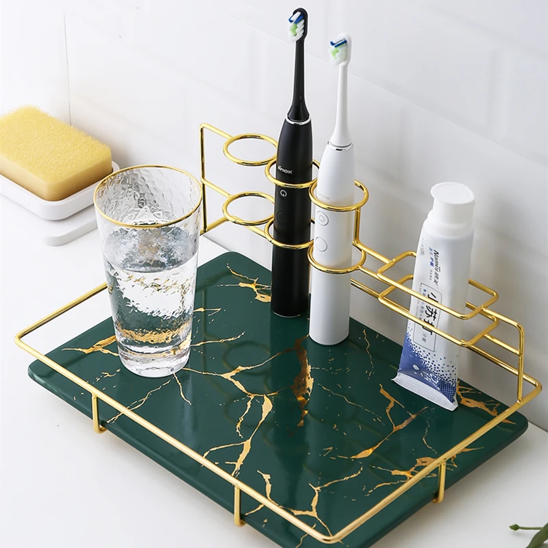 Nordic Bathroom Electric Toothbrush Tooth Cup Storage Rack Cosmetic Storage Box Lipstick Perfume Rack Desktop Makeup Storage Box