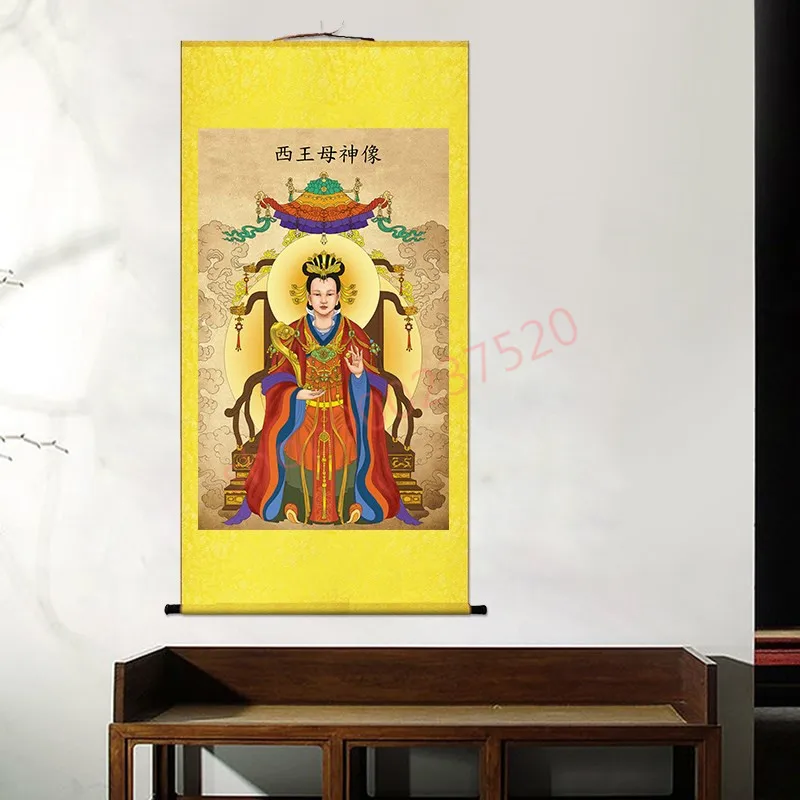 (customized) West Queen Mother, silk scroll hanging painting, Taoist decoration hanging painting