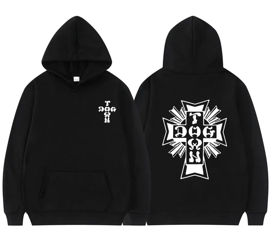 New Dogtown Og Black White Logo Print Hoodie Men Women Hip Hop Punk Rock Hoodies Streetwear Fashion Casual Hoody Sweatshirt Tops