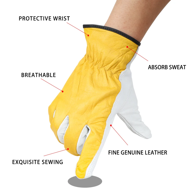 QIANGLEAF Worker Cowhide Splicing Gloves Construction handling Safety Protective Garden Sport Leather Men's Work Gloves YP56