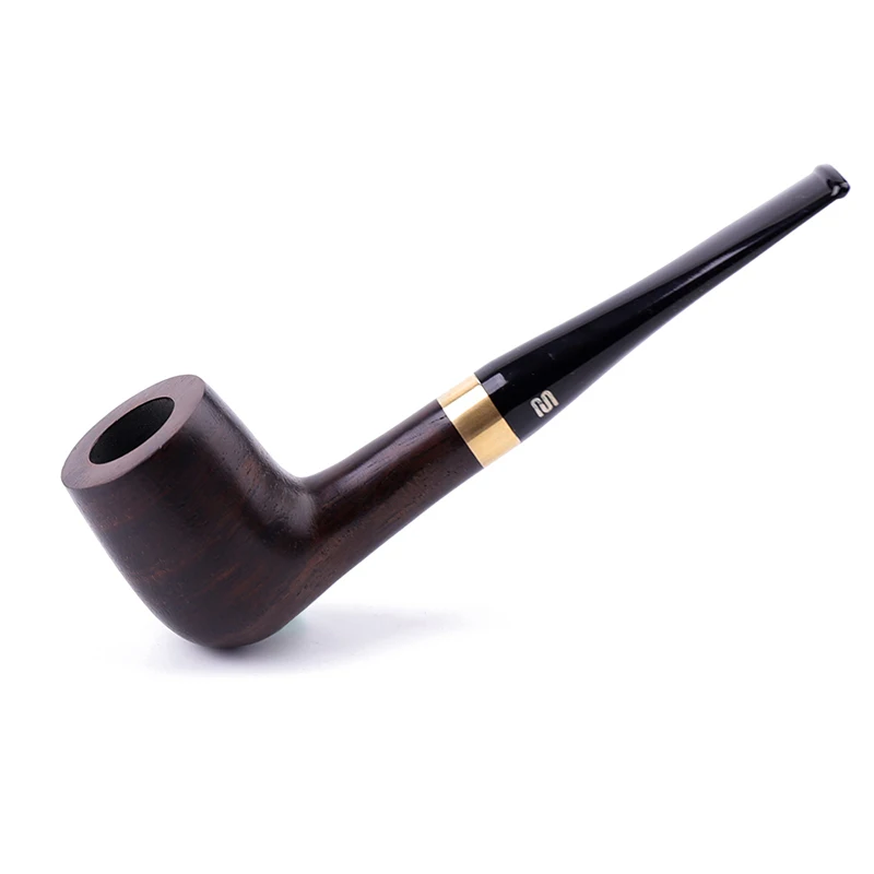 MUXIANG Classical Handmade Ebony Wood Tobacco Pipe Tube Smoking Accessory with 9mm Filters Wooden Pipe Gift for Father ac0015