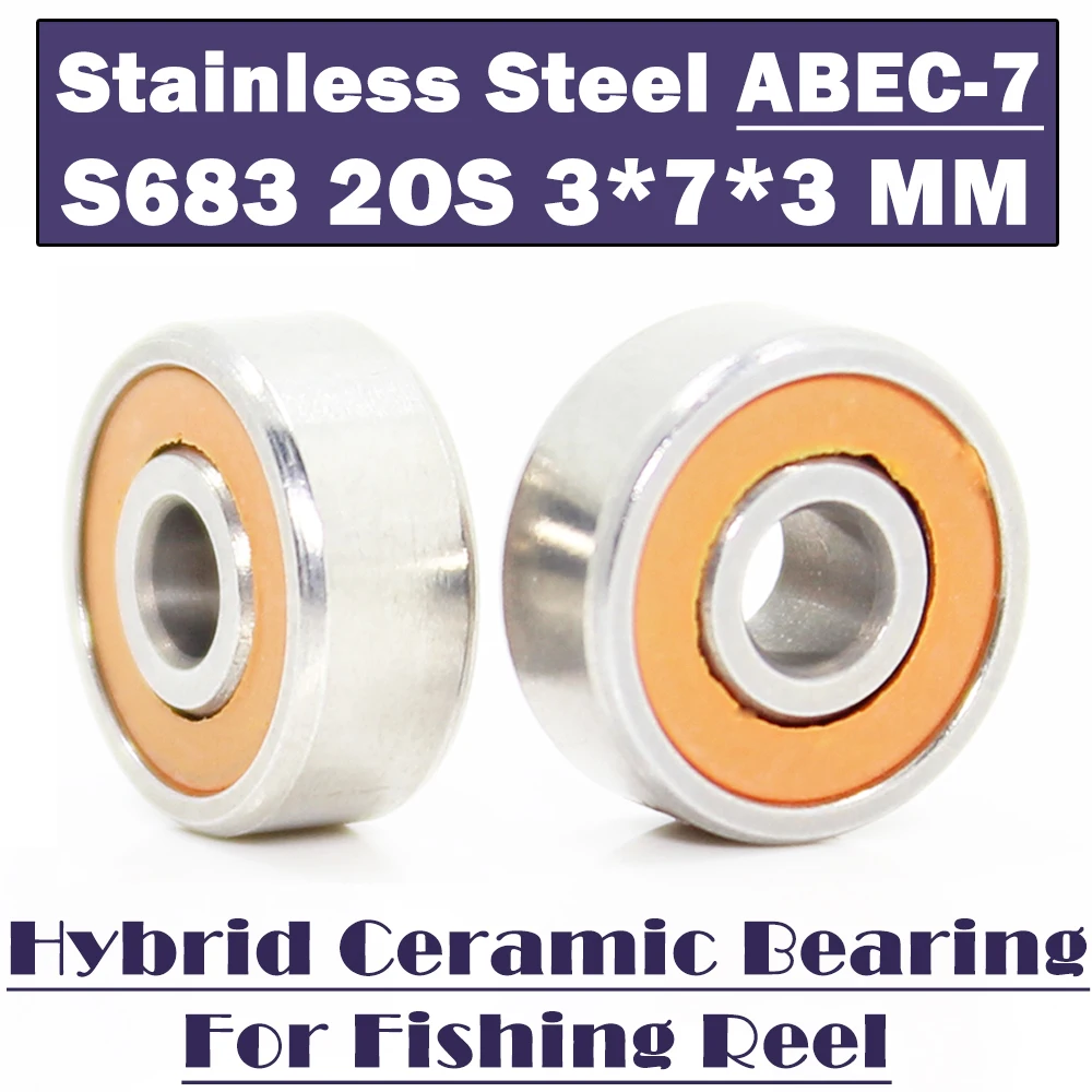 S683 2OS Bearing 3*7*3 mm CB ABEC-7 ( 2 PCS ) Stainless Steel Hybrid Ceramic Bearing Ocean Fishing 683 Ball Bearings S683C