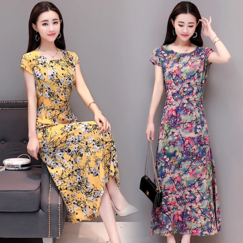 Robe Ete Boollili 2023 Women Dress Plus Size Dresses For Women 4xl 5xl 6xl Long Floral Dress Cotton And Linen Jurken