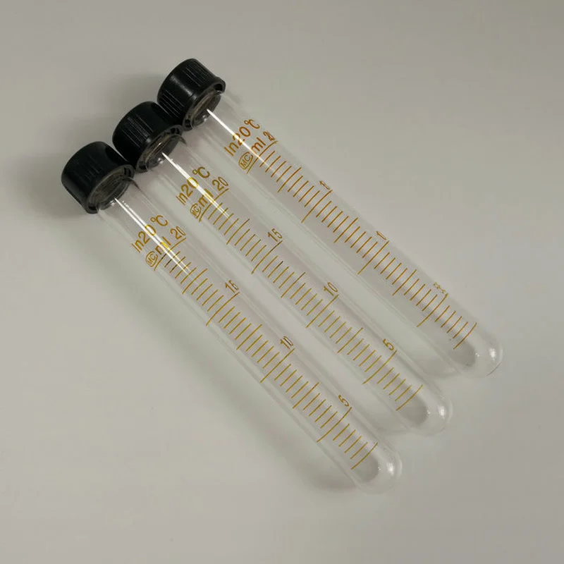 10Pcs/Lot 20ml Glass Graduated Test Tube Screw Top Glass Centrifuge Tube With Black Screw Cap Round Bottom