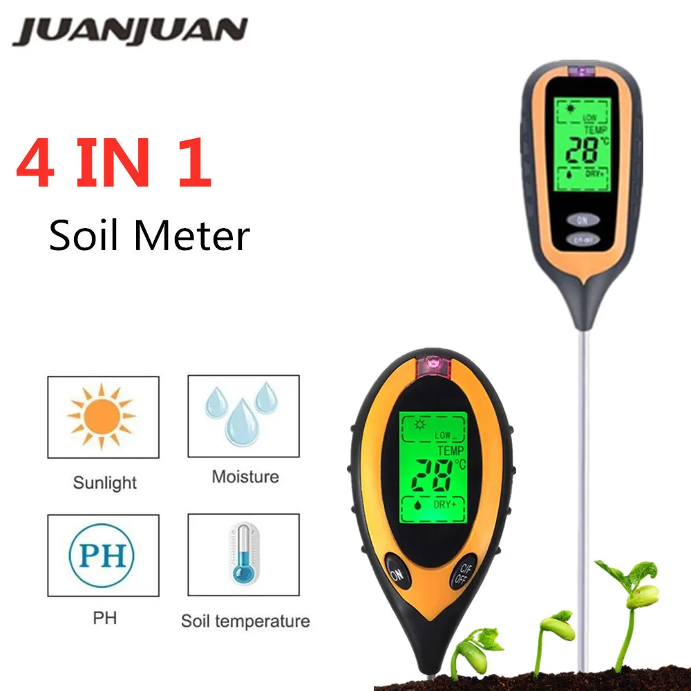 

Digital 4 In 1 Soil PH Meter Soil Temperature Solar Moisture PH Flowers Meter Monitor for Garden Plants LCD Display 40%off