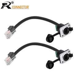 10PCS 20cm RJ45 8p8c Waterproof Cable Connector RJ45 male to female Panel Mount type,zinc alloy body+PA6 plastic+copper contact